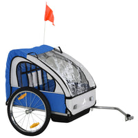 Aosom Double Bike Trailer for Kids Baby Toddler 80lbs Load with Steel Frame - Blue-Inner side pocket for storage on-the-go 