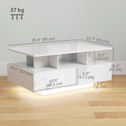 HOMCOM Modern Coffee Table with LED Lights - High Gloss White-High-gloss finish on tabletop and drawer fronts adds a sleek touch