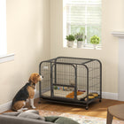 PawHut Heavy Duty Large Dog Cage with Wheels-The large top opening makes it easy to interact with and comfort your pet
