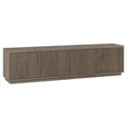 Hudson&Canal Hanson TV Stand for TV's up to 85" - Antiqued Grey Oak-Features four doors with enclosed cabinets and 4 shelves for ample storage
