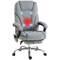 Vinsetto Reclining Gaming Massage Office Chair with Heat - Grey-Six vibration massage points with three modes, three intensities, a timer, and three-level lumbar heating to relax your body