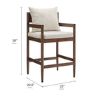 Modway Remington Wood Counter Stool in Salt - 2 Pack-Foam-Padded Seat