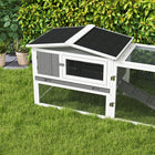 PawHut Outdoor Wooden Rabbit Hutch - Grey-Assembly required with hardware included 