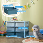 Qaba Kids Toy Storage Organizer with 6 Plastic Bins - Blue-Fully remove the bins to search for items
