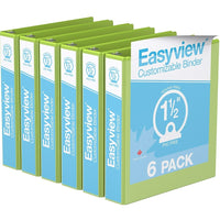 Davis Group Easyview Premium Binder - Round Ring - Customizable - 1.5" - Lime Green - 6 Pack-3 Ring Binder