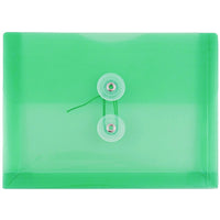 JAM Paper Plastic Envelopes with Button and String Tie Closure, Index Booklet, 5.25 x 7.5, Green Poly, 24 Pack (920B1grg)-Green