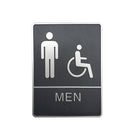 Futech Man and Handicap with Braille Washroom Sign - Grey - 2 Pack-6"W x 8"H x 1-1/4"D