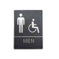 Futech Man and Handicap with Braille Washroom Sign - Grey - 2 Pack-6"W x 8"H x 1-1/4"D