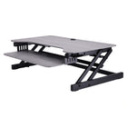 Rocelco 37" Deluxe Extra-Wide Sit to Stand Adjustable Desk Riser - Grey-Quick, Easy and Stable Height Adjustment Design: Sturdy metal frame with easy-grip side handle and gas piston assist, can raise and lower up to 35 pounds with continuous height adjustment from 5" up to 17" above desktop to optimize the ergonomic work position for people of most heights