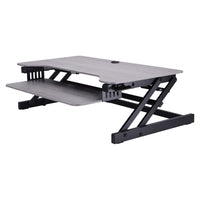Rocelco 37" Deluxe Extra-Wide Sit to Stand Adjustable Desk Riser - Grey-Quick, Easy and Stable Height Adjustment Design: Sturdy metal frame with easy-grip side handle and gas piston assist, can raise and lower up to 35 pounds with continuous height adjustment from 5" up to 17" above desktop to optimize the ergonomic work position for people of most heights