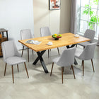 HOMCOM Dining Chairs with Velvet-touch Upholstery Accent - Grey - Set of 6-Solid wood-grain steel legs with thermal transfer printing treatment give you support to maintain a stable position