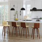 Armen Living Vienna 26" Counter Height Swivel Bar Stool in Walnut Wood Finish with Cream Faux Leather-Whether you have a kitchen island, a bar table, pub table, or peninsula - we've got you covered with any height you desire. This stool comes in  26" counter height or 30" bar height options.