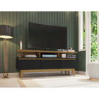 Manhattan Comfort Yonkers 62.99" Mid-Century Modern TV Stand - Black and Cinnamon-Recommended for up to a 60" TV