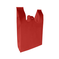 Reliabag Reusable Non-Woven T-Shirt Bags - 11"W x 7"D x 20"H - Red - 100 Pack-Reusability: Non-woven t-shirt bags are designed to be reusable