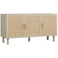 HOMCOM Boho 53.5" L Sideboard - Natural Wood-Unique rattan doors with a natural finish for a Boho look