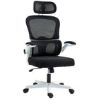 HOMCOM Ergonomic Mesh Office Chair with Lumbar Support - Black-Headrest can rotate, move forward/backward and remove for personalized neck support