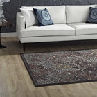 Modway Westia Ornate Turkish Vintage Area Rug - 5 ft W x 8 ft L - Dark Brown/Silver Blue-Gripping Grooved Rubber Underside