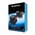 Brookstone NanoLink True Wireless Earbuds with Charging Case - Black-Premium metal case protects earbuds and easily slips into bags & purses