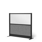 Luxor Modular Wall - 53" W x 48" H - Wide Black Frame, Frosted Acrylic, Cool Grey PET-Creates semi permanent privacy in shared spaces