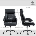HOMCOM PU Leather Office Chair with Spring Padding - Black-Electroplated five-star base supports up to 400 lb. (182 kg)
