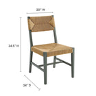 Modway Bodie Wood Dining Chair - Light Grey/Natural-Woven Paper Rope Seat and Backrest