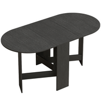 HOMCOM Oval Drop Leaf Space-Saving Folding Dining Table for 4-6 - Black-Drop leaf design allows three setups: no leaf, a leaf, or two