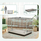 PawHut 41" L Folding Metal Dog Kennel with 2 Doors, Tray and Cushion - Black-Washable soft cushion for added comfort 