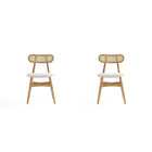 Manhattan Comfort Colbert 17.52" Industry Chic Upholstered Dining Chair - Nature and Oatmeal - Set of 2-Modern - Industry Chic Cane Dining Chair Perfect for Dining Room Use. Set of 2