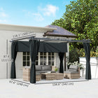 Outsunny Outdoo Pergola with Retractable Canopy and Curtains - 10' x 13' - Dark Grey-Magnetic pad secures sliding canopy for stable positioning 