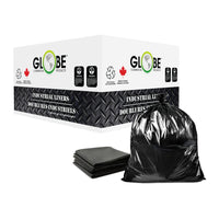 Globe Commercial Utility Can Liner Garbage Bag - 22" x 24" - Black - 500 Pack-Open top can be tied easily