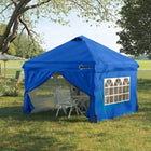 Outsunny 10 ft W x 10 ft L Pop Up Canopy Tent - Instant Sun Shelter - Blue-Durable Oxford cover with silver coating blocks most harmful rays