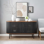Modway Fortitude 59" Oval Sideboard - Walnut Black-Sleek Timber Style Strip Design
