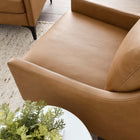 Modway Corland Leather Armchair - Tan-Powder-Coated Metal Legs