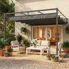 Outsunny Retractable Pergola Canopy Wall-Mounted Pergola - 10' x 10' - Dark Grey-The 180 g/㎡ PA-coated fabric provides UPF 30+ sun protection 
