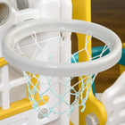 Qaba 6-in-1 Slide and Swing Set with Basketball Hoop, Climber - Yellow-Single Step: 10.2" W x 3.9" D (26 x 10 cm) 