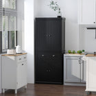 HOMCOM 72" H Tall Kitchen Pantry Cabinet with Drawer - Black-Its large drawer and 6-tier design provide ample storage space 