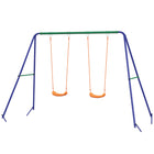 Outsunny Outdoor Kids Swing Set with Double Swing Seats-Including multiple play options 