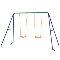 Outsunny Outdoor Kids Swing Set with Double Swing Seats-Including multiple play options 
