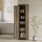 HOMCOM 67" H Kitchen Pantry Cabinet with Barn Door - Brown-Magnetic door for easy opening and closing 