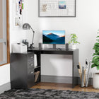 HOMCOM 46" L-Shaped Desk with Drawers - Black-Sturdy construction with particle board