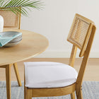 Modway Caledonia Fabric Upholstered Wood Dining Chair - Natural/White - 2 Pack-Includes Non-Marking Foot Caps