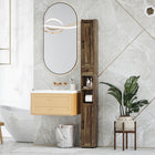 HOMCOM 73" Tall Narrow Bathroom Storage Cabinet - Brown Wood Grain-Secure the top surface with raised edges to prevent items from falling