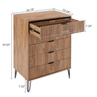 Manhattan Comfort DUMBO Modern Dresser Set and 5-Drawer Tall Dresser Set - Golden Brown-Stylish Splayed Gold Metal Legs Adding Seamless Fashion Design and Durability. Leg Height: 7.32 in.