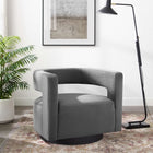 Modway Spin Cutaway Performance Velvet Swivel Armchair - Grey-Curved Cutaway Design