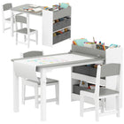Qaba Kids Craft Table and Chair Set with Paper Roll - Grey-Versatile design adapts to reading, drawing, eating, and crafts 