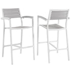 Modway Maine Outdoor Patio Bar Stool - White Light Gray - Set of 2-Modern Outdoor Bar Stool