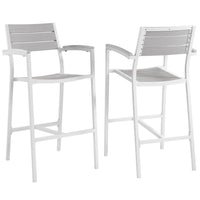 Modway Maine Outdoor Patio Bar Stool - White Light Gray - Set of 2-Modern Outdoor Bar Stool