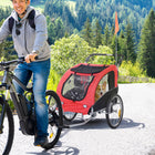 Aosom 2-in-1 Pet Stroller and Wagon - Red-Zippered front/ back doors for easy entry 