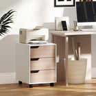 HOMCOM 3-Drawer Filing Cabinet with Wheels, Mobile - Oak-Assembly Required