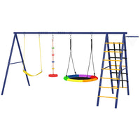 Qaba Outdoor 6-in-1 Kids Heavy Duty Swing Set-Six-in-one design caters to diverse play preferences 